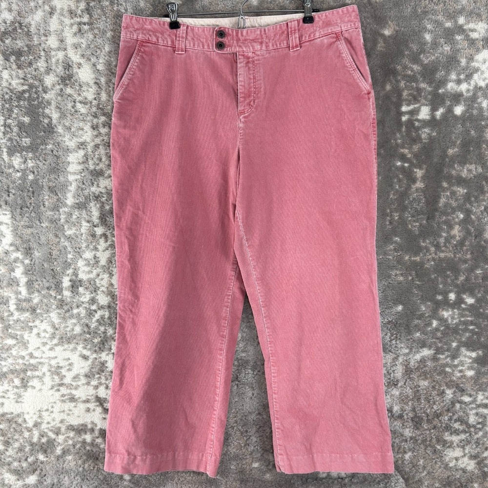 LL Bean Plus Size 18 Corduroy Straight‎ Leg Pants Pink Button Zip Cotton